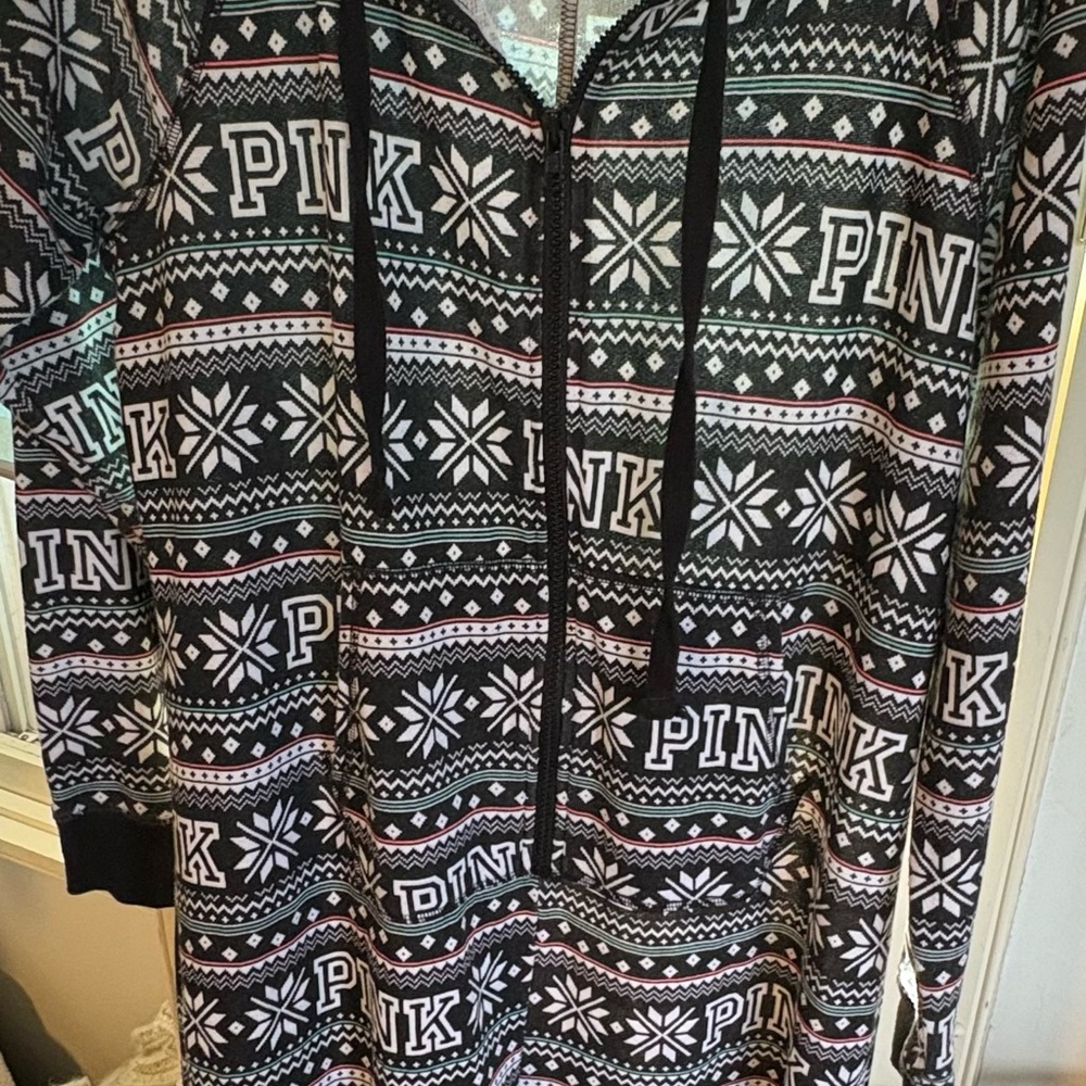 Victoria Secret “ Pink”  Patterned Zip-Up Hoodie